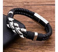 Breloque Mode Nouveau tressé IC Rock Punk Corde Noire en Cuir véritable Hommes Accessoires Bijoux Couple amitié