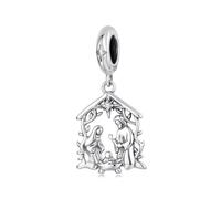 Breloque Nativité de Jésus en argent sterling 925 compatible avec bracelet