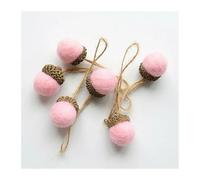 Breloque Noel Ornement d'arbre de noël, 6 pièces, Tour de pins en Feutre, Boules de Pommes de pin, chaîne, matériel de Bricolage, Pendentif, décoration de noël, Maison, Nouvel an(Pink)