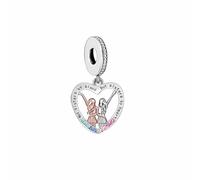 Breloque « Not Sisters By Blood But Sisters By Heart Love Friends » en argent sterling 925 compatible avec les bracelets à breloques Pandora