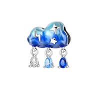 Breloque nuage et goutte de pluie de couleur bleue, accessoire de bracelet à breloques en argent sterling 925, compatible avec le collier bracelet pandora, cadeau pour femme