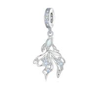 Breloque opale bleu foncé en argent sterling 925 et verre de Murano bleu océan, tortue de mer, dauphins, sirène, pour bracelet Pandora, Argent