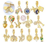 Breloque originale perle pendentif 925 argent or série papillon luciole terre avion breloque idéal pour Bracelet Bracelet femme bijoux cadeau