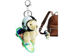 Breloque ours - Accessoire en peluche casquée, pendentif animal sac à dos, porte-clés en peluche douce, décoration de sac de voyage | Compagnon mignon pour sac à main, portefeuille, sac d'école