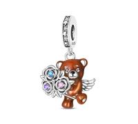 Breloque ours rose, breloque pour bracelet, compatible avec le collier bracelet pandora