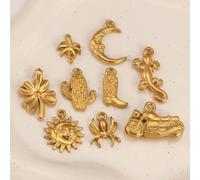 Breloque palmier/bottes/araignée/soleil/Cactus, pendentif du désert Tropical en acier inoxydable pour collier, Bracelet, fabrication de bijoux à faire soi-même, 3 pièces