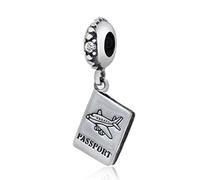 Breloque passeport en argent sterling 925 pour bracelet Pandora