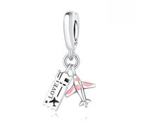 Breloque pendentif avion voyage de noces, accessoire de bracelet à breloques en argent sterling 925, compatible avec le collier bracelet pandora