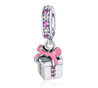 Breloque pendentif boîte-cadeau, accessoire de bracelet à breloques en argent sterling 925, compatible avec le collier bracelet pandora