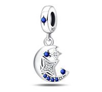 Breloque pendentif clair de lune, accessoire de bracelet à breloques en argent sterling 925, compatible avec le collier bracelet pandora