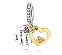 Breloque pendentif coeur d'amour éternel, accessoire de bracelet à breloques en argent sterling 925, compatible avec le collier bracelet pandora