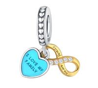 Breloque pendentif coeur infini en résine, accessoire de bracelet à breloques en argent sterling 925, compatible avec le collier bracelet pandora