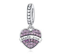 Breloque pendentif coeur "only you", accessoire de bracelet à breloques en argent sterling 925, compatible avec le collier bracelet pandora