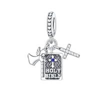 Breloque pendentif croix ange bible, accessoire de bracelet à breloques en argent sterling 925, compatible avec le collier bracelet pandora, cadeau pour femme