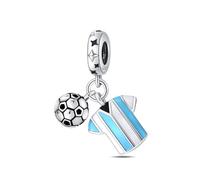 Breloque pendentif de football en jersey bleu, breloque de bracelet en perles, convient aux bracelets de 3 mm à 4,5 mm