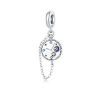 Breloque pendentif de montre de poche étoile et lune sculptée rétro, accessoire de bracelet à breloques en argent sterling 925, compatible avec le collier de bracelet pandora
