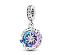 Breloque pendentif disque étoile émaillée, breloque pour bracelet, compatible avec le collier bracelet pandora
