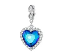 Breloque pendentif forme cœur mer argent sterling 925 véritable compatible bracelet Titanic Love Heart