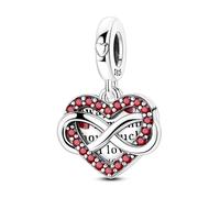 Breloque pendentif gravure coeur infini, breloque pour bracelet, compatible avec le collier bracelet pandora