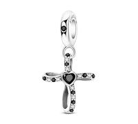 Breloque pendentif infini en zircon noir coeur, breloque pour bracelet, compatible avec le collier bracelet pandora