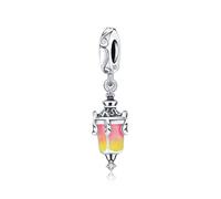 Breloque pendentif lampe sculptée rétro, accessoire de bracelet à breloques en argent sterling 925, compatible avec le collier bracelet pandora