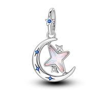 Breloque pendentif lune rotative en forme d'étoile aurore, accessoire de bracelet à breloques en argent sterling 925, compatible avec le collier bracelet pandora, cadeau pour femme