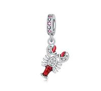 Breloque pendentif petit homard, accessoire de bracelet à breloques en argent sterling 925, compatible avec le collier bracelet pandora