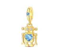 Breloque pendentif petit robot en or, breloque pour bracelet, compatible avec le collier bracelet pandora