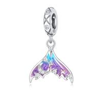 Breloque pendentif queue de sirène étoile - lune, accessoire de bracelet à breloques en argent sterling 925, compatible avec le collier bracelet pandora, cadeau pour femme
