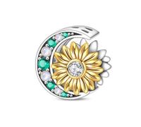 Breloque perle tournesol sous la lune, breloque pour bracelet, compatible avec le collier bracelet pandora