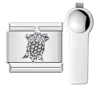Breloque Personnalisable en Forme d'animal Marin pour Bracelet - Anneau Ouvert Italien de 9 mm en Acier Inoxydable avec Outil de Montage