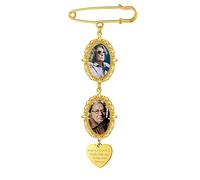 Breloque Pesonalisée avec Photo Dore Bouquet de Mariage 2 Charmes Grimpeur Ovale Broche Pin Personnalisable Médaillon Dentelle pour Mariée Bijoux pour Homme Costume Charms a Epingle Acier