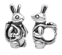 Breloque Peter Rabbit pour bracelets Pandora en argent sterling 925 véritable avec sac à dos - Boîte cadeau, One Size, Métal, Pas de pierre précieuse