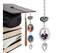 Breloque photo personnalisée avec ailes d'ange, cadeau souvenir pour elle ou lui, pendentif photo personnalisé pour la classe de 2025, or, argent, noir ou bronze