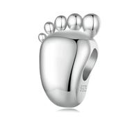 Breloque pieds de bébé en argent sterling 925 avec empreinte de pied - Breloque en forme de cœur - Pour maman, amitié, fille et garçon - Pour bracelet à breloques Pandora, Argent sterling