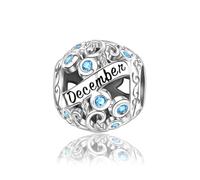 Breloque pierre de naissance de décembre en argent sterling 925 compatible avec les bracelets Pandora - Cadeau d'amitié, de remise de diplôme ou d'anniversaire