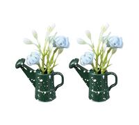 Breloque plante verte avec arrosoir pour maison de poupée, scène, paysage, accessoires pour maison de poupée, 2 accessoires pour maison de poupée