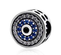 Breloque porte-bonheur en argent sterling 925 contre le mauvais œil pour bracelet pour femme (œil bleu)
