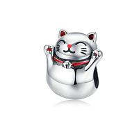 Breloque porte-bonheur en argent sterling 925 et en forme de chat pour bracelets à breloque Pandora a