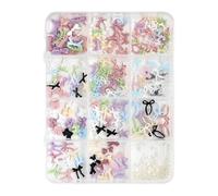 Breloque pour ongles avec nœud papillon papillon, pour modèles acryliques, en résine, jolies fournitures pour femmes et filles, nœuds, breloques en forme de cœur