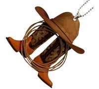 Breloque pour rétroviseur - Chapeau de cowboy bottes 2D en acrylique pour voiture, breloque amusante pour fenêtre, accessoire automobile pour cadeau d'anniversaire