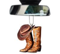 Breloque pour rétroviseur, chapeau de cowboy en acrylique 2D, accessoire automobile pour cadeau d'anniversaire