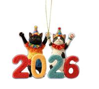 Breloque Pour Sac À Dos,Noël 2D Chat Décoration Maison 2026 Mignon | Pendentif Plat Pour Rétroviseur De Voiture,Pour Salon Chambre Bureau Cheminée Balcon Fenêtre Couloir Camion SUV Tableau De Bord Sac