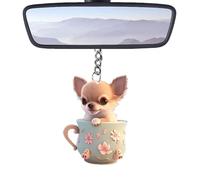 Breloque pour sac à main en forme de tasse de thé, porte-clés en acrylique en forme de chien de dessin animé, accessoires pour garçons et filles, Attribut, Refer to description