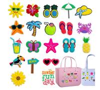 Breloque pour sac de plage, 20 pièces, charme d'été avec thème plage - moderne en PVC, idées cadeaux pour femmes et filles pour voyage, gym et libre