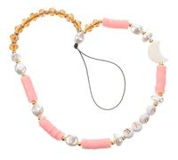 Breloque pour Téléphone à Perles Lune Étoile Rose en Polymère | Acrylique et Coquillage, Usage Extérieur, Facile à Porter, Usage Multiple, pour Pendentif et Téléphone