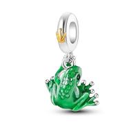 Breloque Prince Charmant Grenouille Crapaud Kiss A King Couronne Amour Pet Perle Pendentif Argent Sterling 925 Compatible avec les bracelets à breloques Pandora
