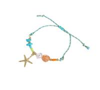 Breloque réglable en céramique avec pendentif étoile de mer, coquillage, poisson, corde tressée, bijoux pour une tenue décontractée, idée cadeau réglable sur le thème de la plage, taille unique, Comme