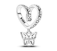 Breloque rétro amour de la vigne et papillon, accessoire de bracelet à breloques en argent sterling 925, compatible avec le collier bracelet pandora