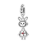 Breloque robot lapin, breloque pour bracelet, compatible avec le collier bracelet pandora